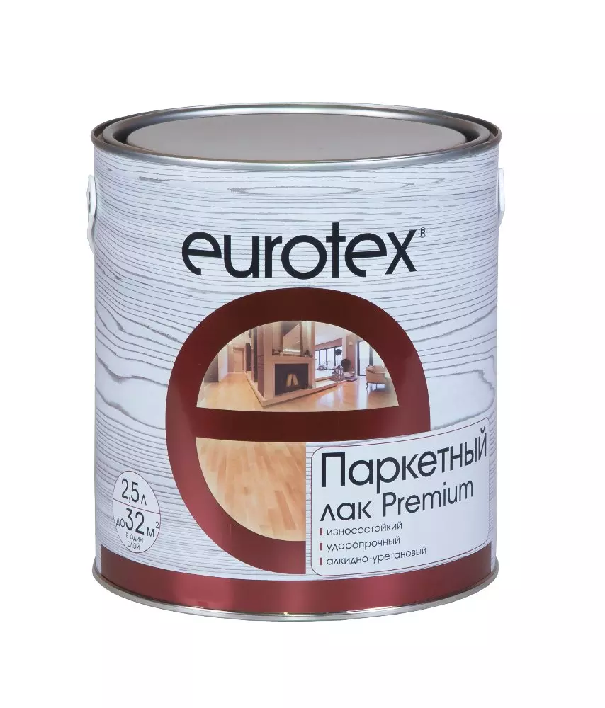 Лак паркетный Eurotex Premium полуматовый 2.5 л