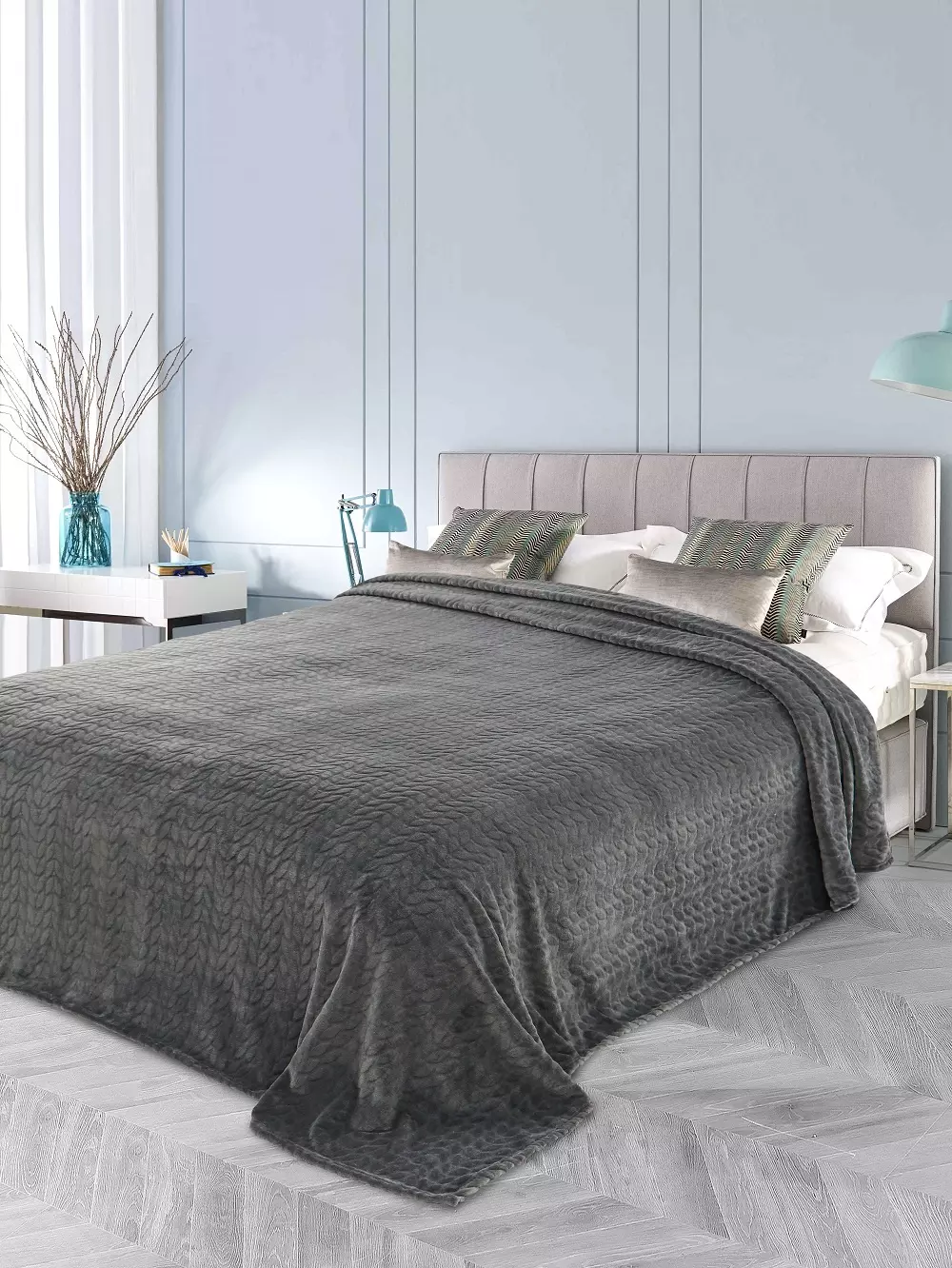 Плед 180*210 см велсофт стриженный маренго Душечка