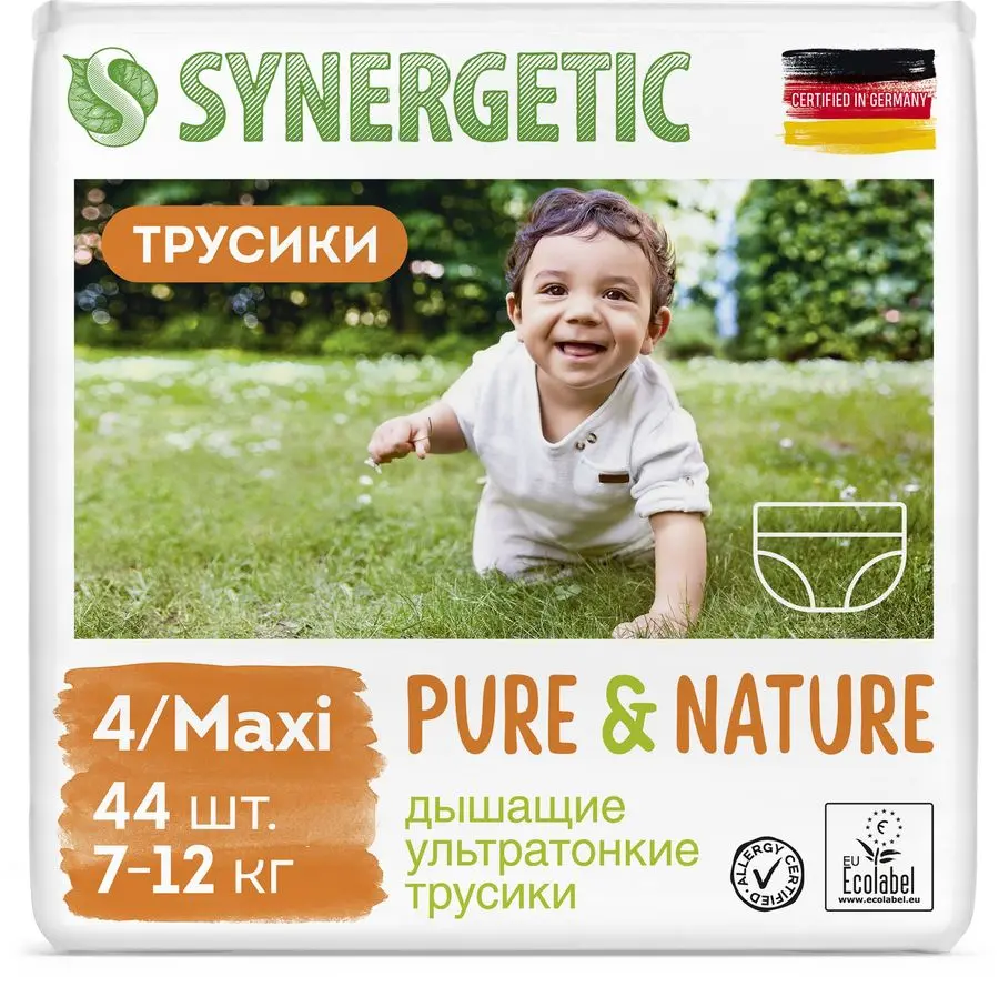 Подгузники-трусики SYNERGETIC Pure&Nature размер 4/MAXI 44шт
