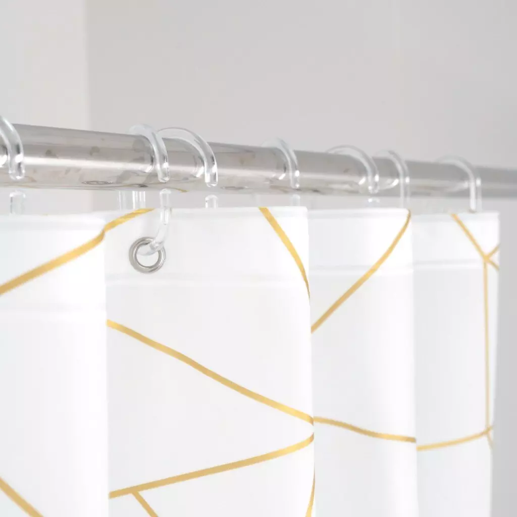 Штора для ванной 200 х 180 см FORA PEVA GOLD GLASS FOR-PV14 белый с золотистыми линиями