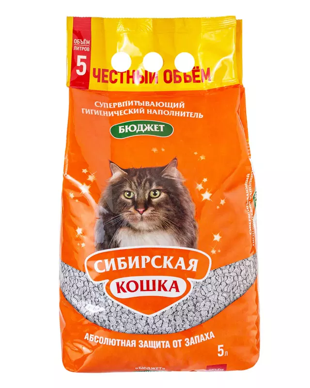 Кошачий наполнитель гидросиликат кальция СИБИРСКАЯ КОШКА Бюджет 5 л