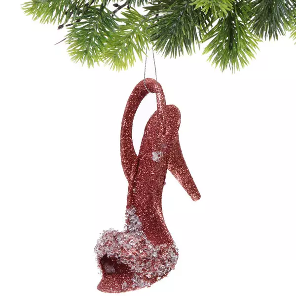 Елочное украшение Волшебная туфелька 8х5х10 см янтарь 916-0978