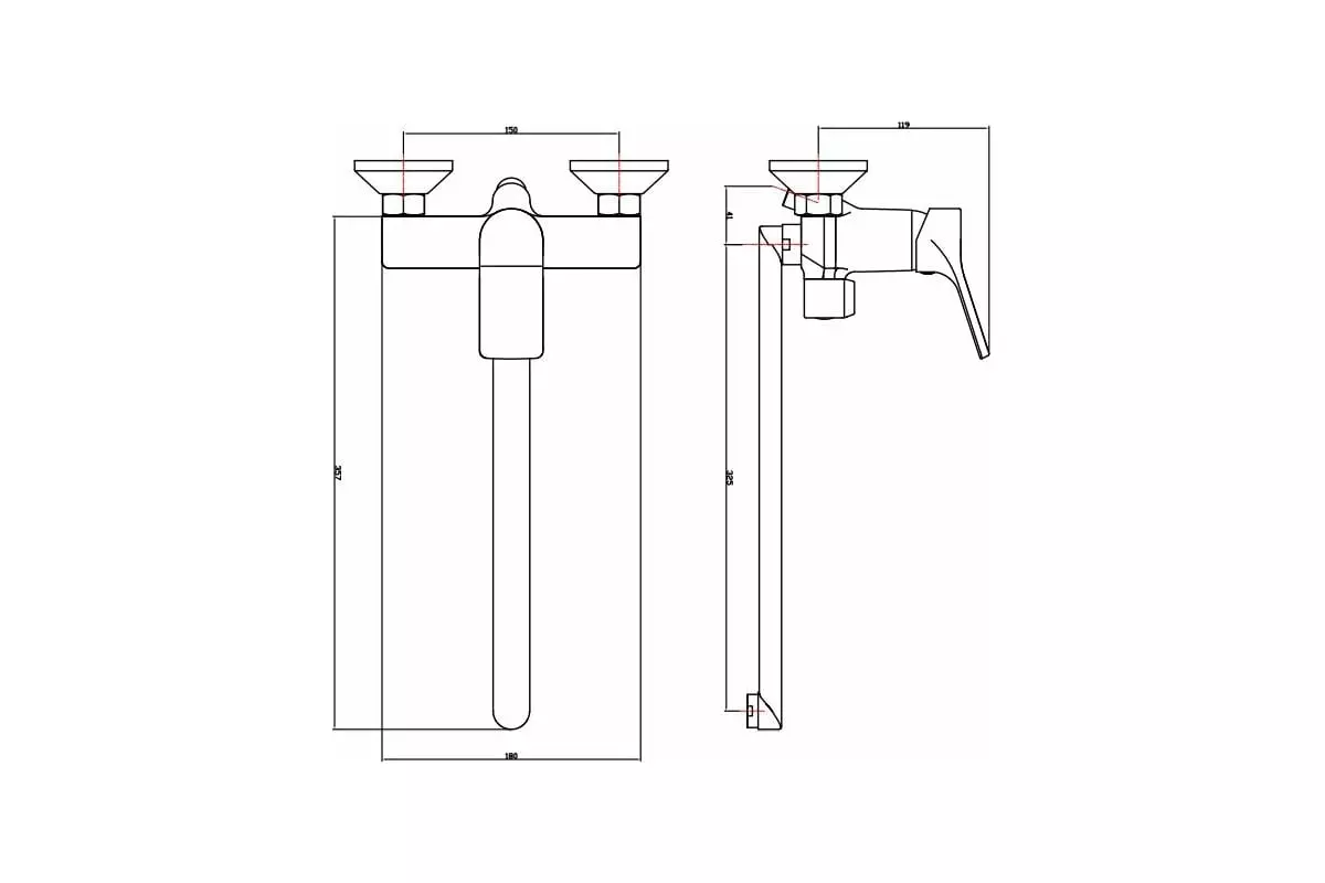 Смеситель для ванны, длинный излив 35 см, хром, ESKO Eiger EG 31. латунь