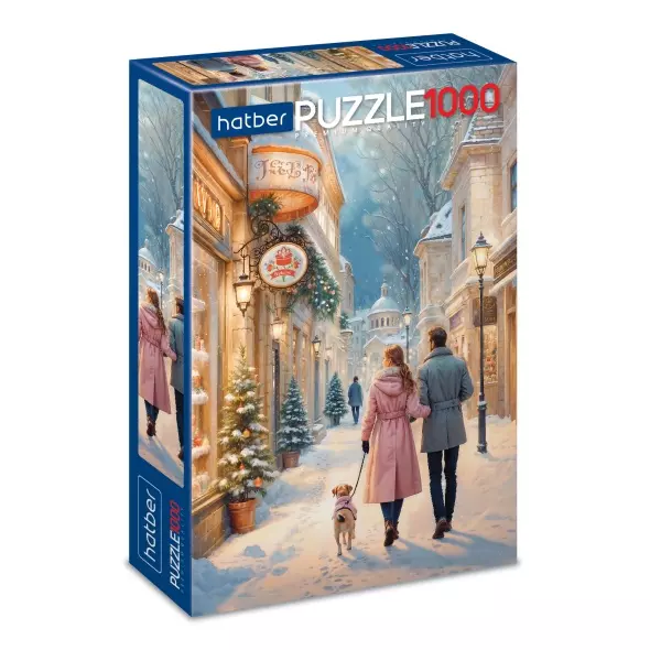 Новогодний пазл 1000 элементов 480х680 мм Вечерняя прогулка Hatber Premium 093240