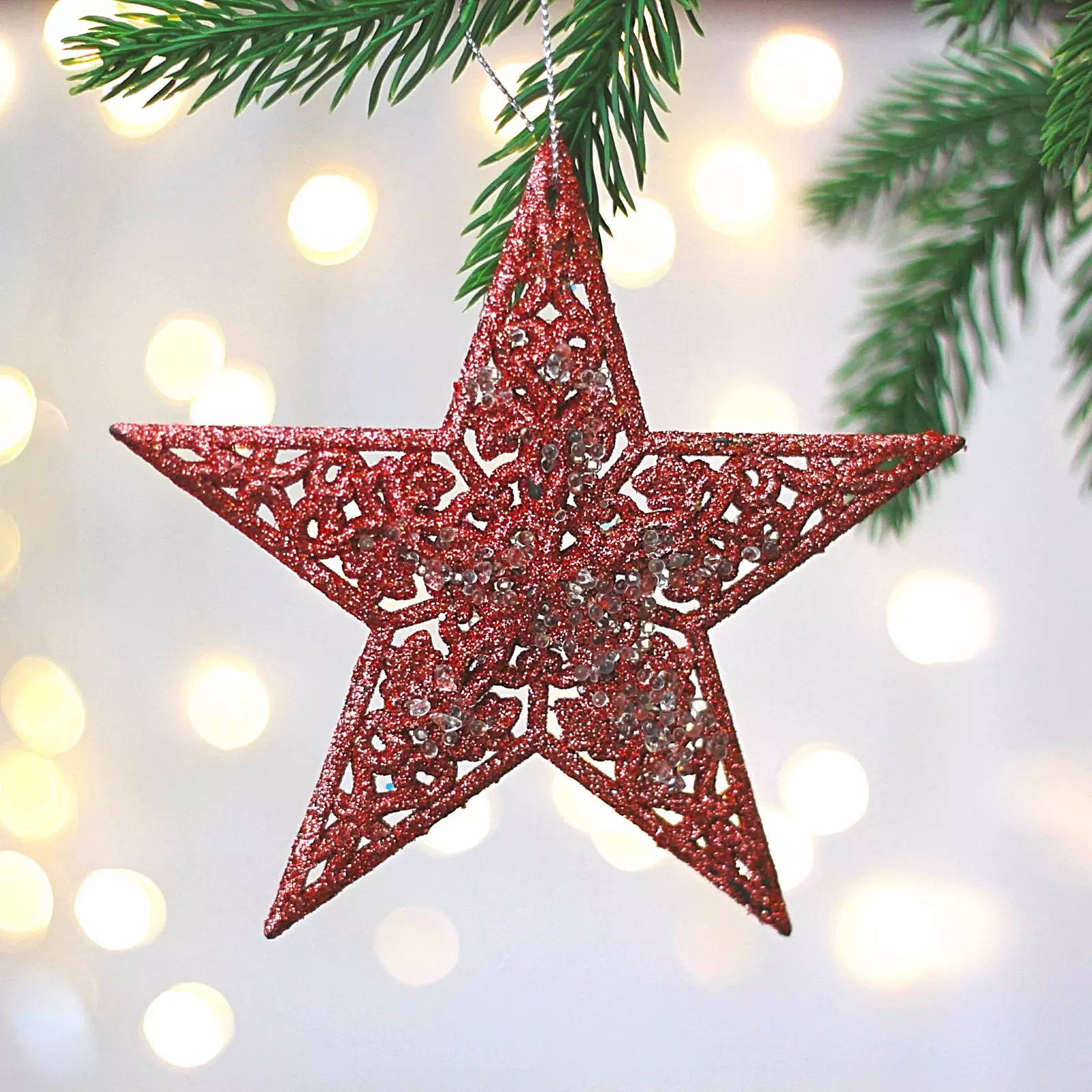 Елочное украшение Звездная ночь 10 см янтарь 916-0965