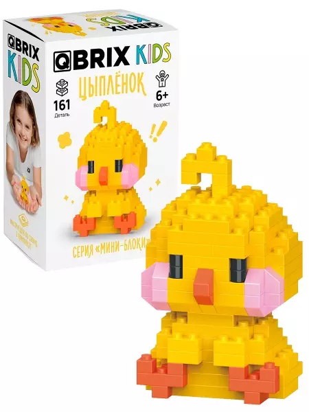 Конструктор 161 деталь Цыплёнок серия "мини-блоки" QBRIX KIDS 32022