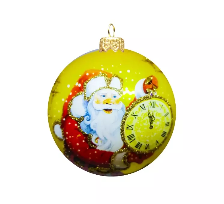 Новогодний шар Дед Мороз, стекло, 80 мм, Коломеев КУ-80-214172