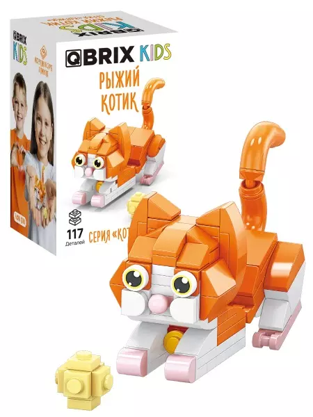 Конструктор 117 деталей, Рыжий Котик, серия "Котики"(мини детали) QBRIX KIDS 32018