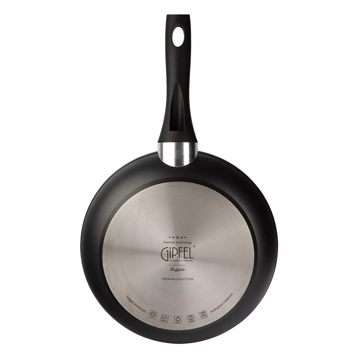 Сковорода 26 х 5,5 см, кованый алюминий, индукция, черный, Buffalo GIPFEL 0111