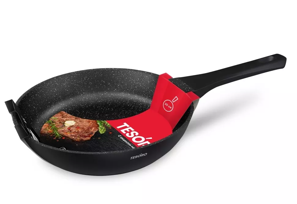 Сковорода 20 см, литой алюминий, индукция, "Флоренс" черный, Tesoro TF16209tdi