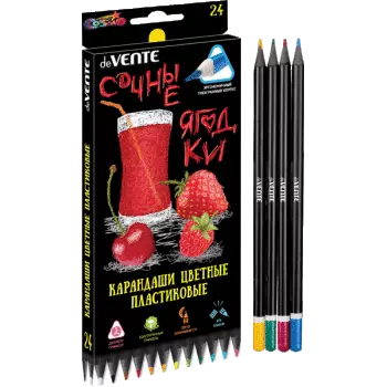 Цветные карандаши пластиковые deVENTE. Juicy Black 24 цвета, 2М, грифель 3 мм, 5024119