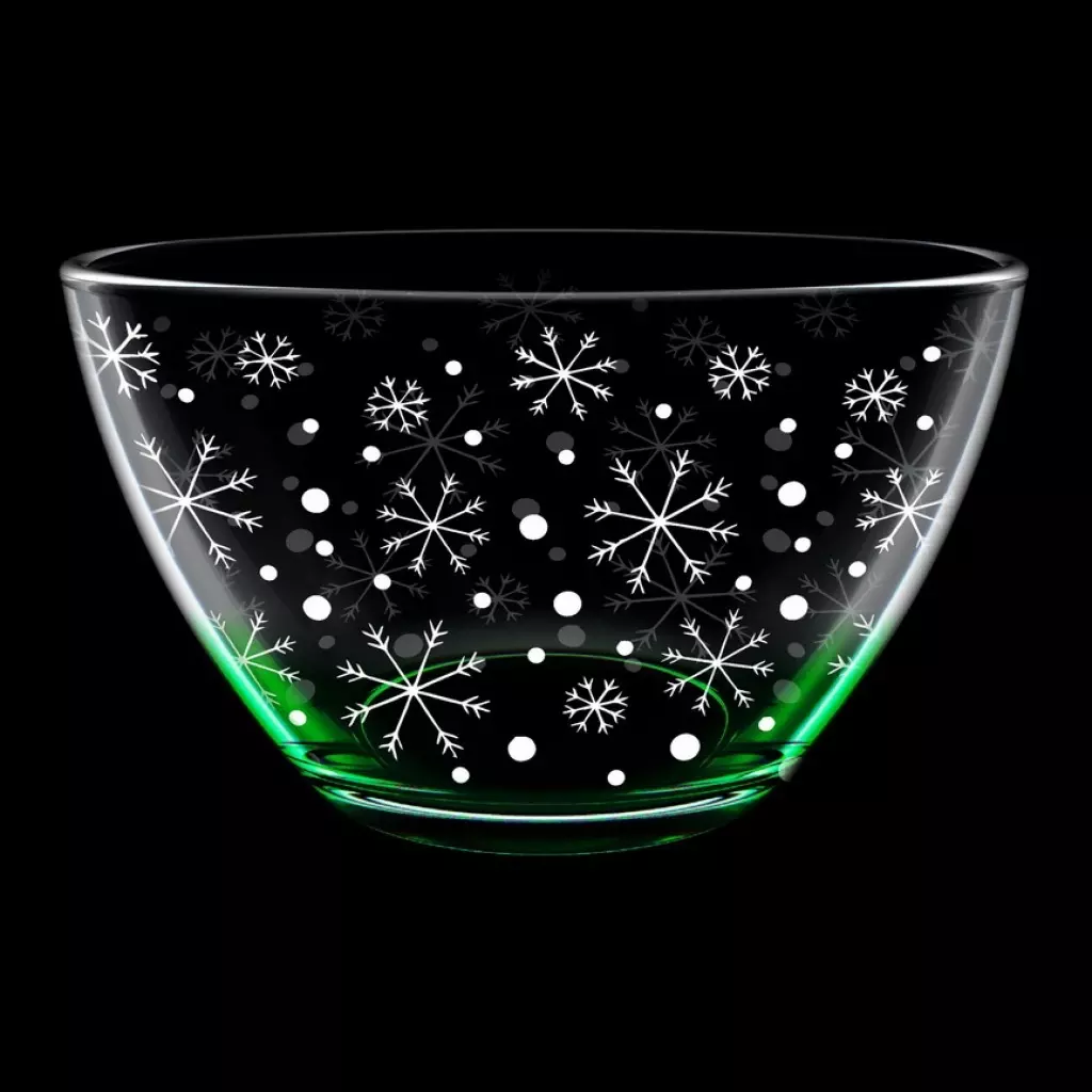 Салатник 700 мл, 16 см, стекло, &quot;Снегопад&quot;(зеленый) арт.425/1-ГН9