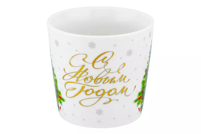 Кружка 380 мл, фарфор,  &quot;Праздничная ель&quot; с золотом, 13х9,7х9 см, NEW BONE CHINA