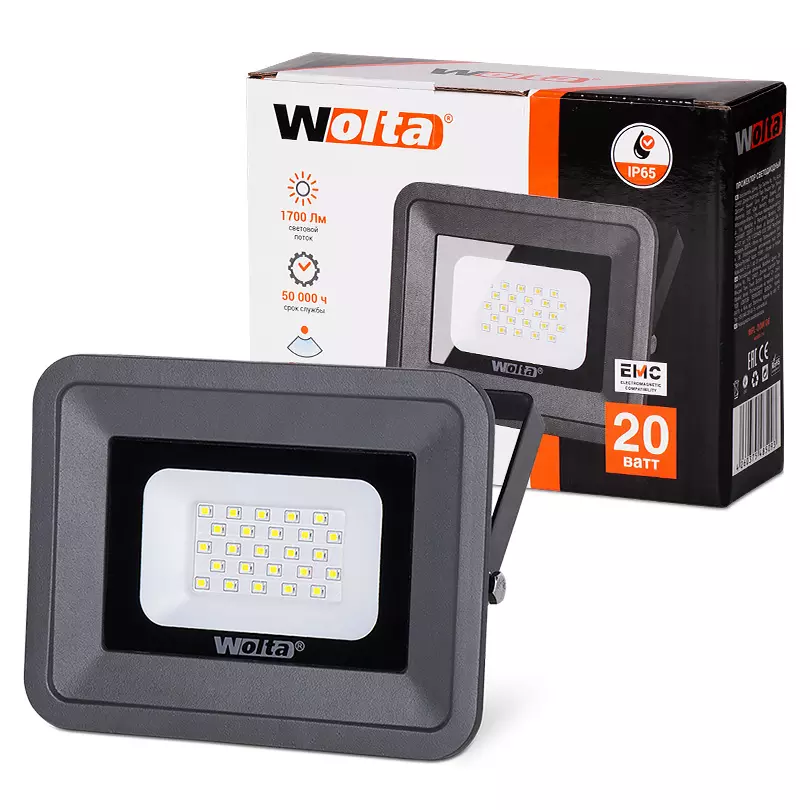 Прожектор 20W Led WFL-20W/06, 5500K, IP 65, серый