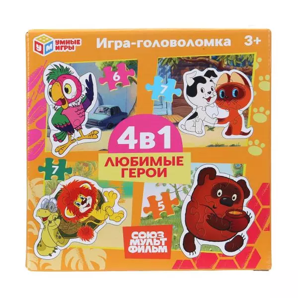 Пазл 4 в 1: 5, 6, 7 и 7 деталей Любимые герои Союзмультфильм Умные игры4630395015790