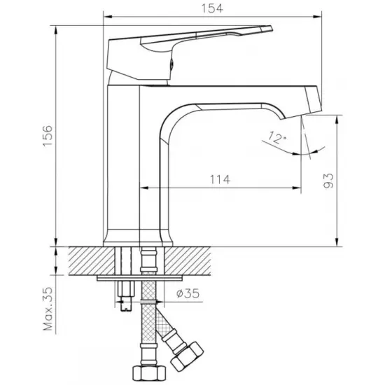 Смеситель для раковины, монолитный излив, хром, DECOROOM DR23011, латунь