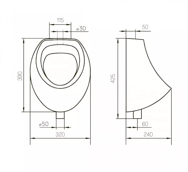 Писсуар настенный Rosa Мини (Киров) белый без крепления