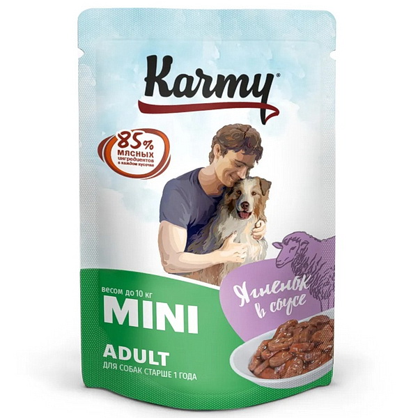 Влажный корм для собак Karmy Mini Adult Ягненок в соусе 80 гр.