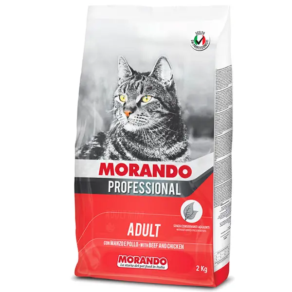 Сухой корм для взрослых кошек с говядиной и курицей, 2 кг Morando Professional Gatto