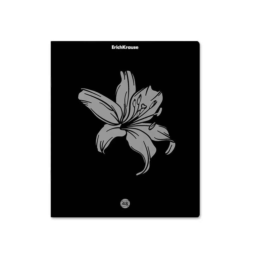 Тетрадь в клетку 48 листов,, A5+,Erich Krause Silver Flowers, дизайнерский картон на обложке