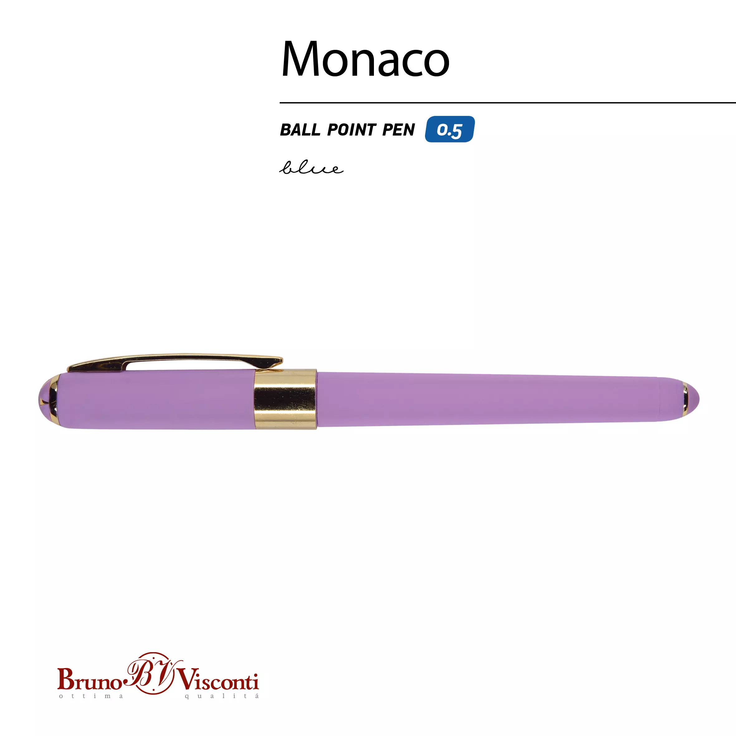 Шариковая ручка синие чернила, BrunoVisconti Monaco, сиреневый корпус, 20-0125/14 