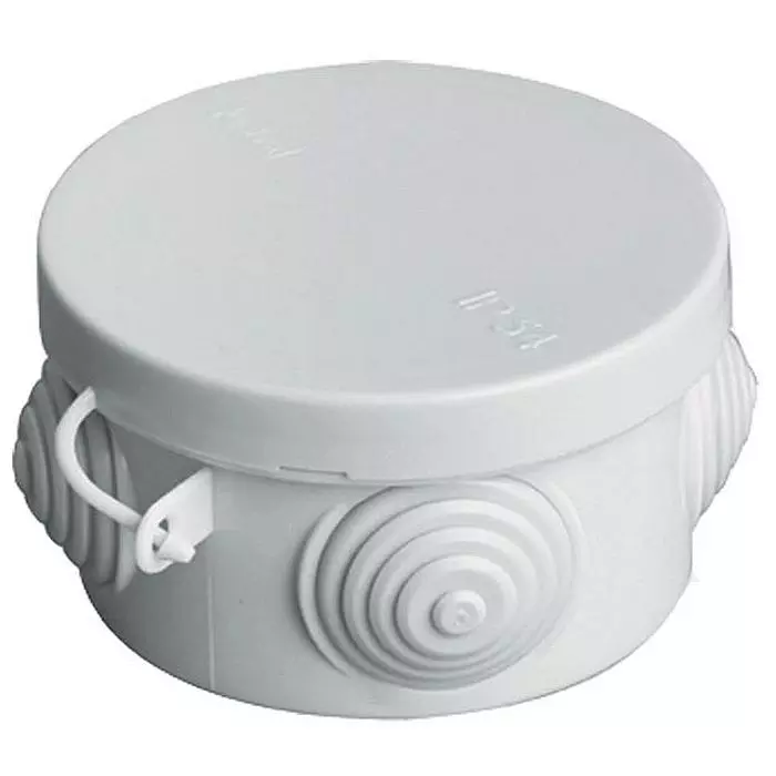 Распределительная коробка накладная D65x40мм 4 ввода IP54 серый