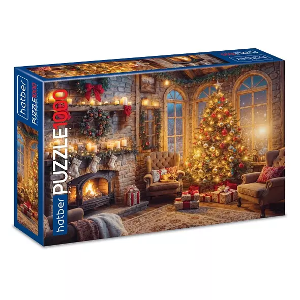 Новогодний пазл 1000 элементов 680х480 мм Вечер у камина Hatber Premium 093298
