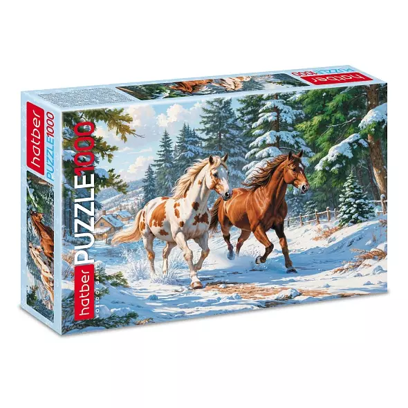 Новогодний пазл 1000 элементов 680х480 мм Зимние грации Hatber 093284