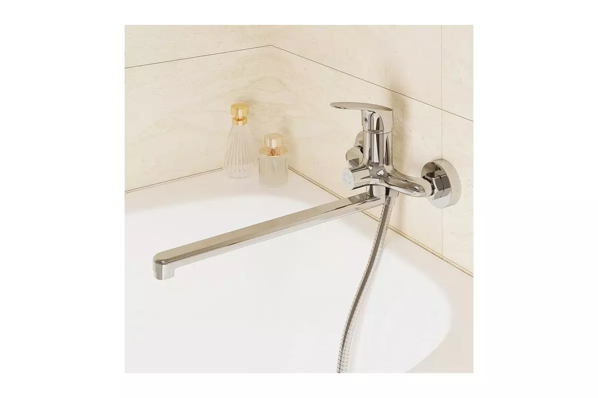 Смеситель для ванны, длинный излив 32 см, хром, Milardo Simp, SIMSB02M10, латунь