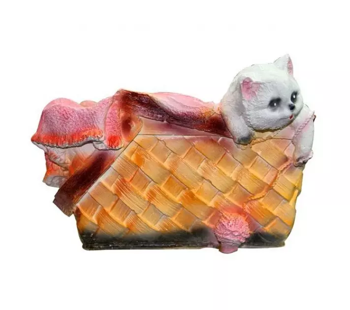 Кашпо садовое из гипса Котенок с клубком в корзине 190х250 мм 40