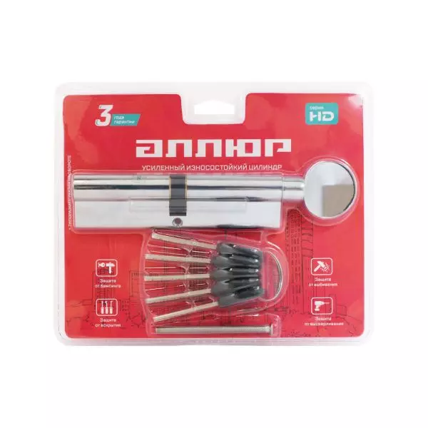 Цилиндровый механизм 120 мм (60x60G) CP хром перф.ключ АЛЛЮР ключ/завертка