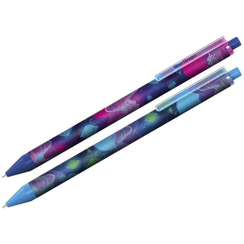 Шариковая ручка автоматическая Berlingo Retro Future синяя, 0,7мм, рисунок на корп CBm_70S08