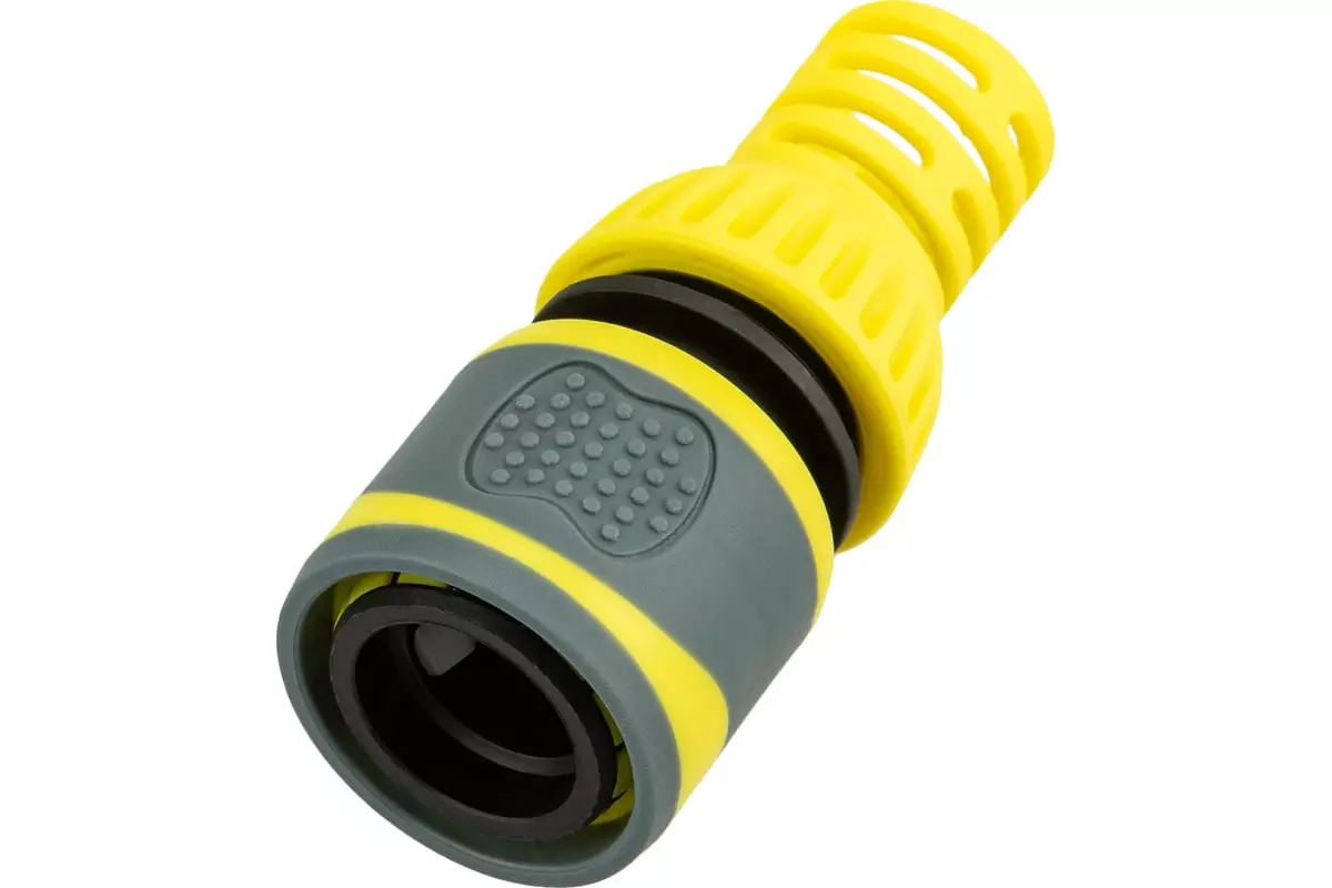 Коннектор для шланга 3/4" быстросъемный с аквастопом, от перегиба,Профи "ЧЕТЫРЕ СЕЗОНА" 62-0303-F