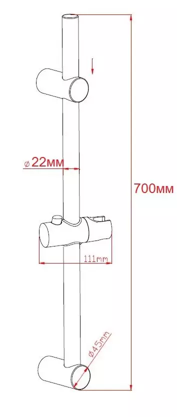 Штанга для душа 70 см, хром ESKO SR705 с поворотным держателем
