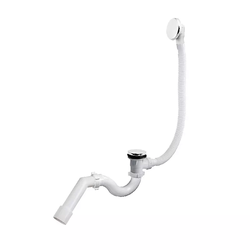 Сифон для ванны 1 1/2&quot;х40, клик-клак, перелив металл, труба (45 гр) 40-40/50 ORIO А-21087