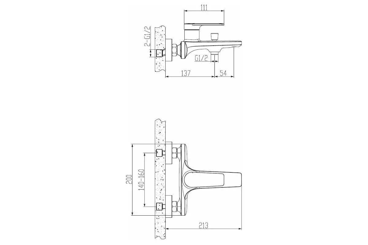 Смеситель для ванны, короткий излив, хром ESKO Baku BK 54 без аксессуаров