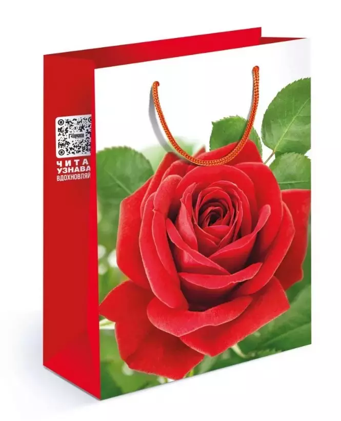 Пакет подарочный (M) крупная роза 15.11.01078