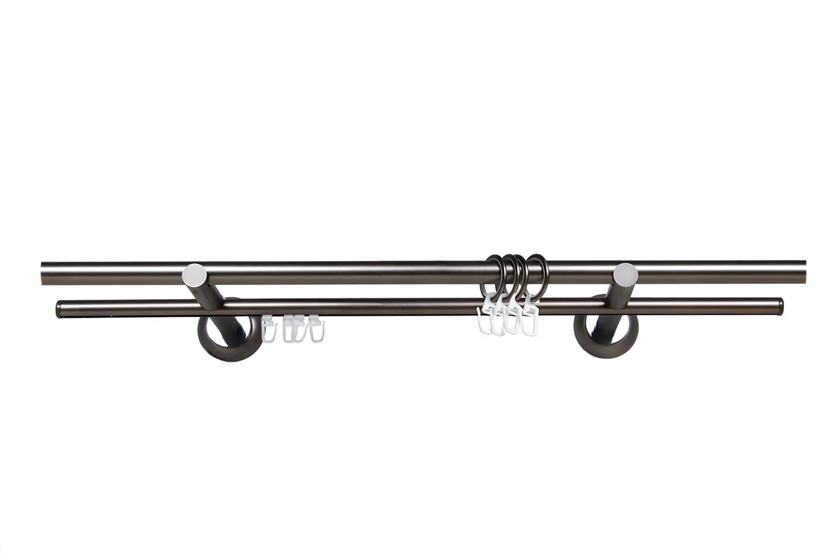 Карниз для штор 280 см двухрядный круглый металлический d=19 мм графит Солнечная система