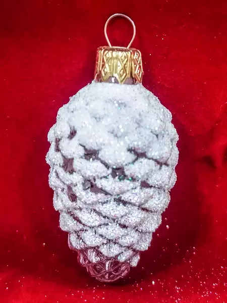 Формовая игрушка Шишка в снегу прозрачная 8 см Коломеев ФУ-2-90/П