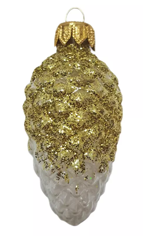 Формовая игрушка Шишка в снегу прозрачная золотая 8 см Коломеев ФУ-2-90/П1