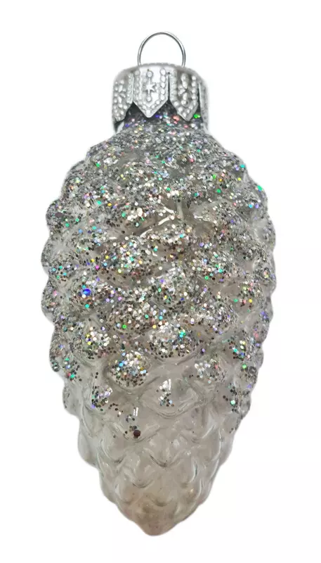 Формовая игрушка Шишка в снегу прозрачная серебро 8 см Коломеев ФУ-2-90/П2