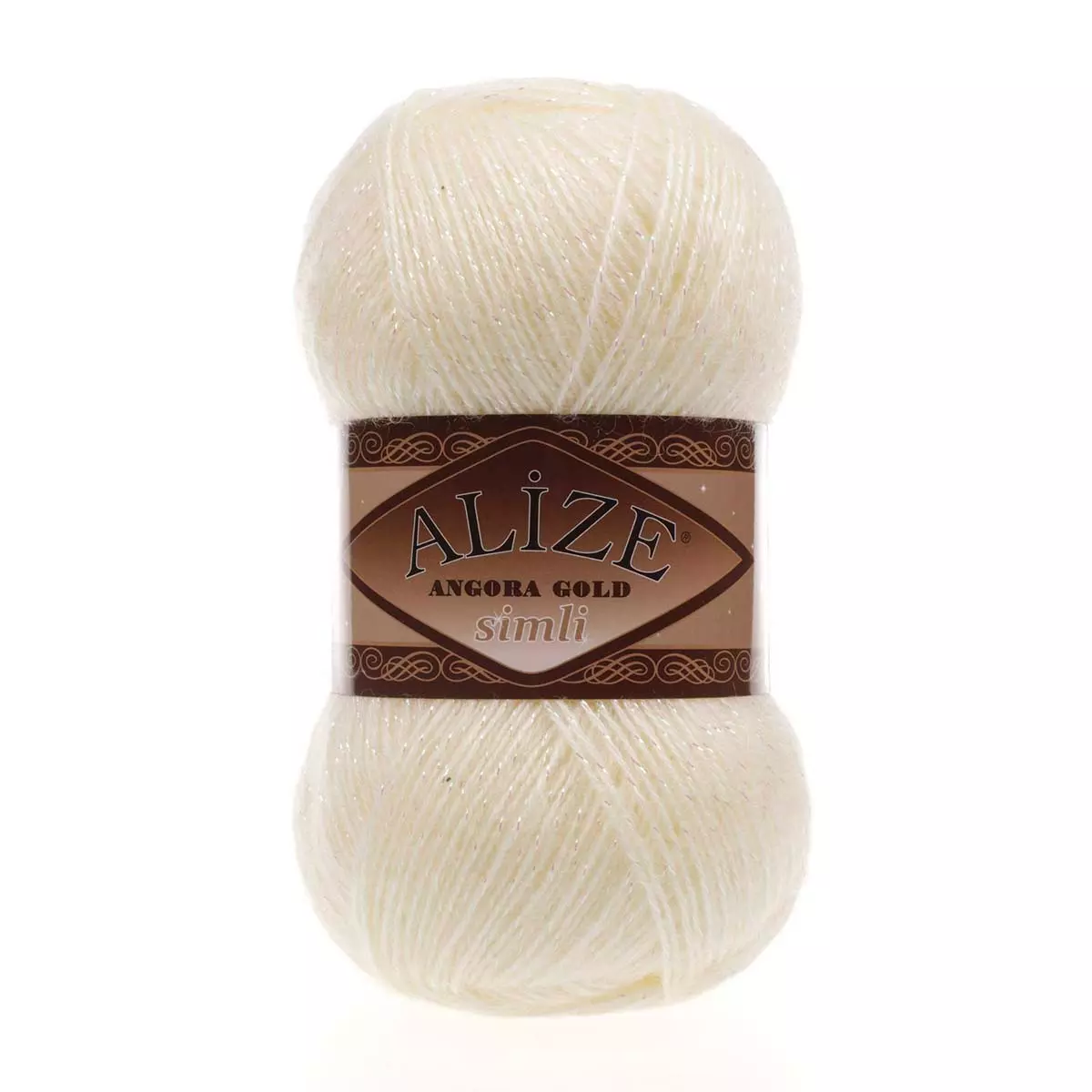 Пряжа Angora Gold Simli 100гр  500м 67 экрю (20% шерсть, 5% металлик, 75% акрил)