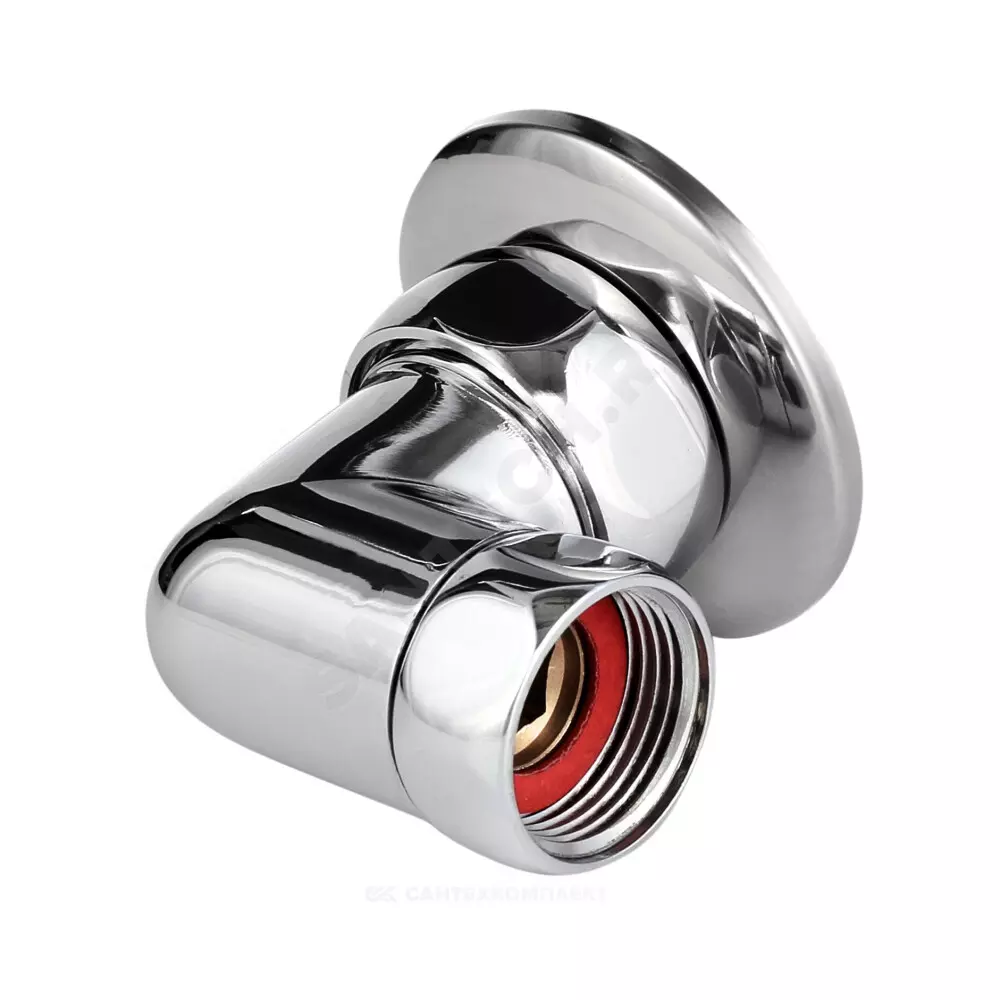 Соединитель для полотенцесушителя угловой 3/4&quot;x1/2&quot; нак/гайка/НР хром в/к отражатель Aquasfera 9206-