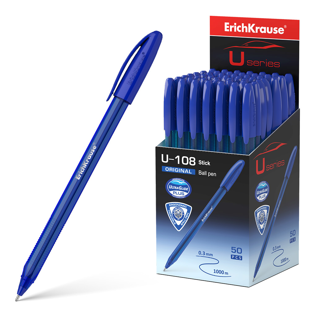 Ручка шариковая ErichKrause 47595 U-108 Original Stick 1.0, Ultra Glide Technology, чернила синие