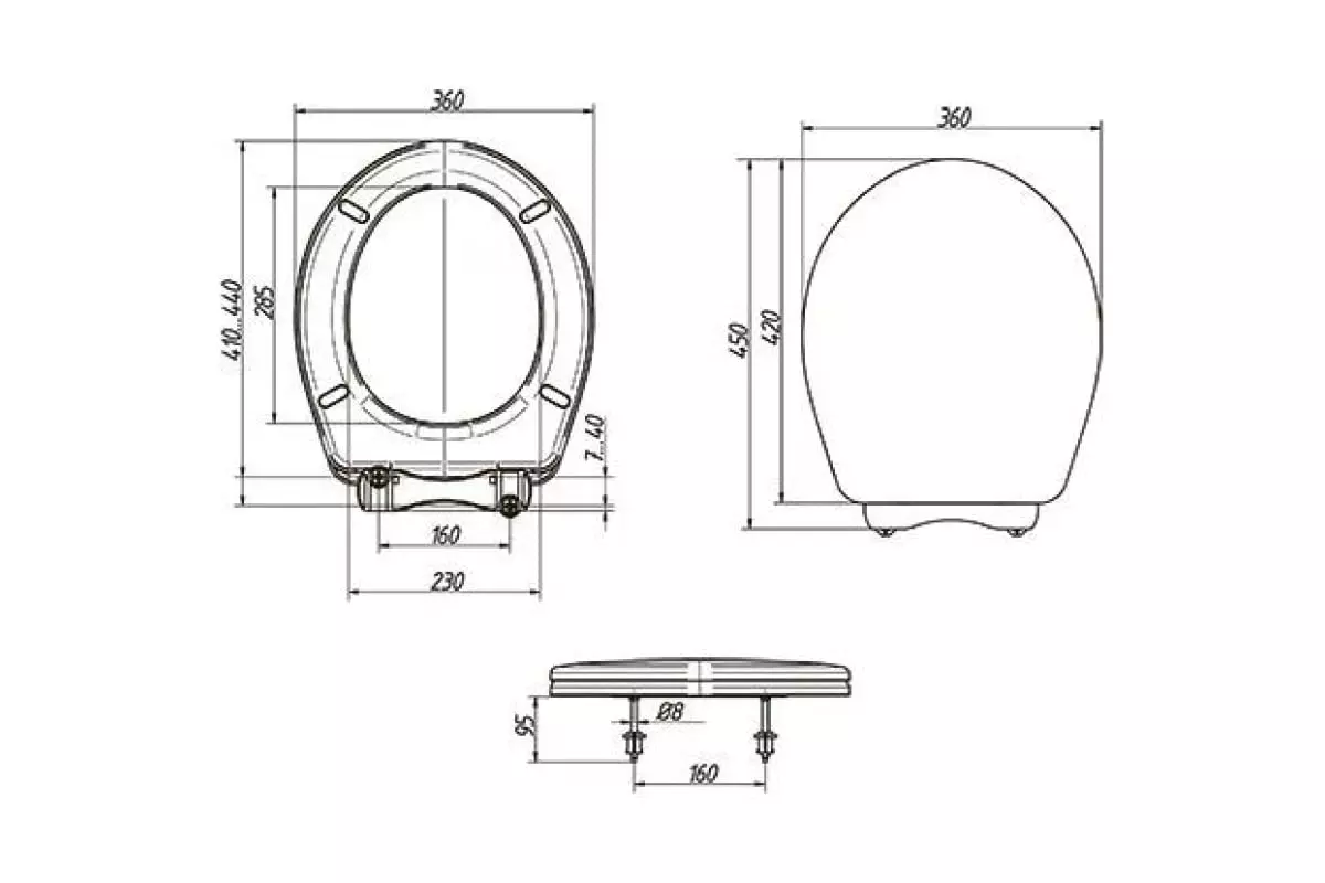 Сиденье для унитаза ОРИО К-06 полипропилен, перламутровый, регулируемое