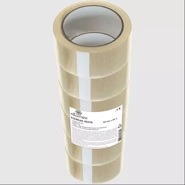 Клейкая лента упаковочная Attomex прозрачная, 40 мкм, 48 ммx66 м, 4164109
