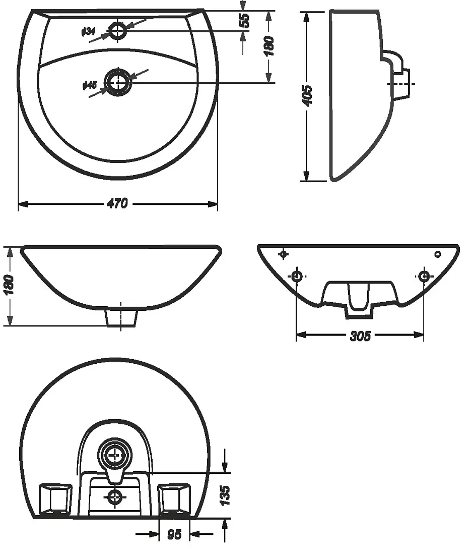 Раковина подвесная 48х41х18 см Sanita Аттика 48 ATC46SAWB01 отверствие для смесителя по центру