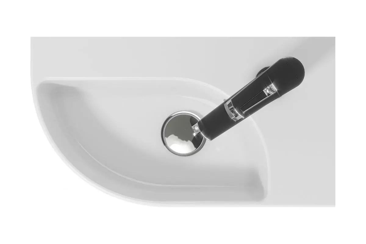 Маленькая раковина подвесная угловая 45х25х15 см Cersanit CAMEO 45 правая S-UM-CAM45/1-w отверстие под смеситель в углу