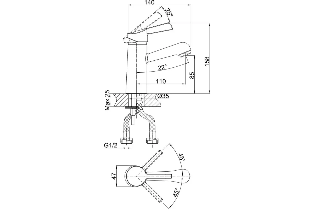 Смеситель для раковины, хром D&K DA1462101
