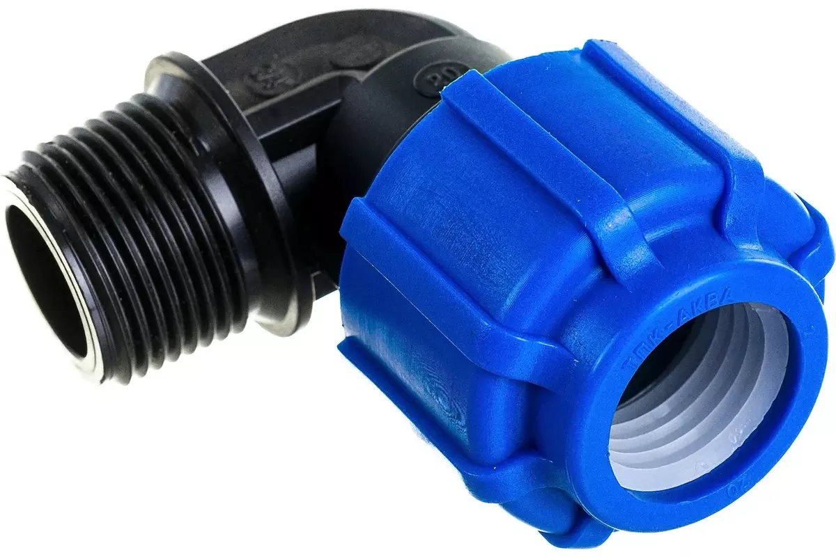 Отвод ПНД с резьбой 20x3/4&quot; НР, компрессионный, PN16, RTP 11550